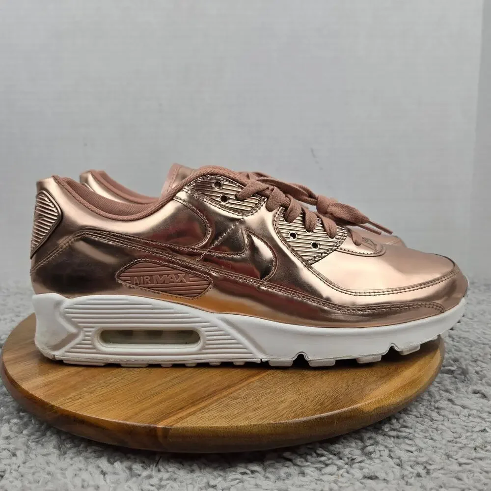 Nike Women 13.5 Air Max 90 SP Metallic Pack Rose Gold Daily Sneaker CQ6639-600